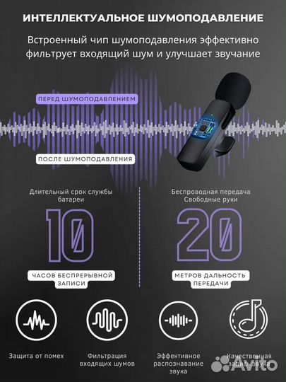 Беспроводной петличный микрофон для iPhone (2 в 1)