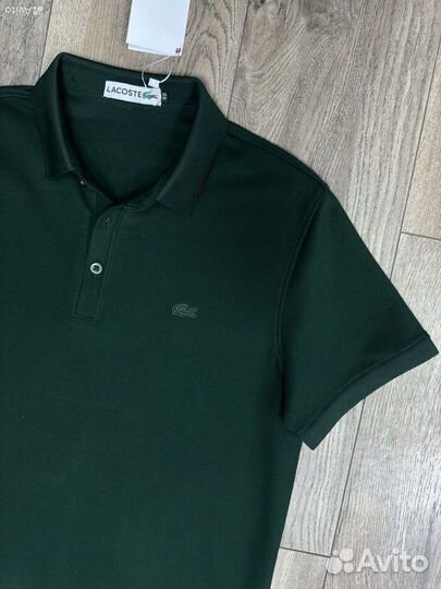 Мужская футболка поло lacoste зеленая