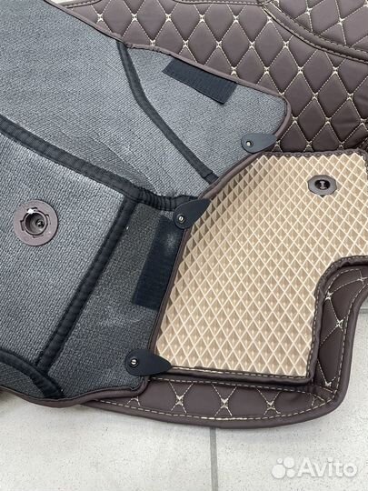 Ковры в салон 3D из экокожи на Honda Accord 2002