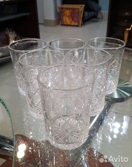 Хрустальные стаканы СССР 6 шт