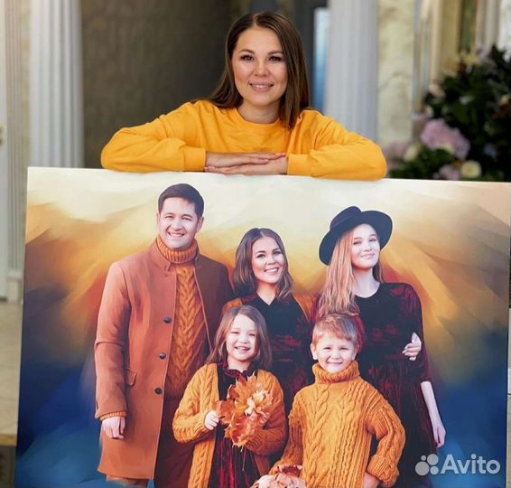 Портрет по фото на холсте