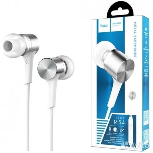 Наушники проводные hoco M54 белые / с микрофоном