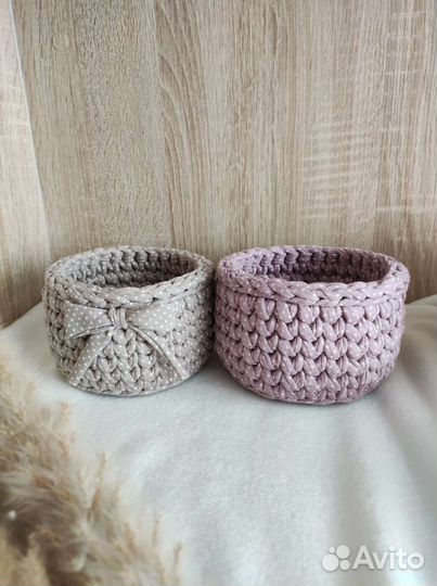 Интерьерная корзинка из трикотажной пряжи