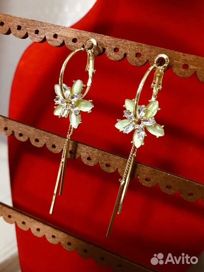 Модные Серьги-подвески-цветок, цепочка-тренд