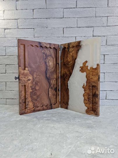 Нарды из дерева и эпоксидной смолы премиум