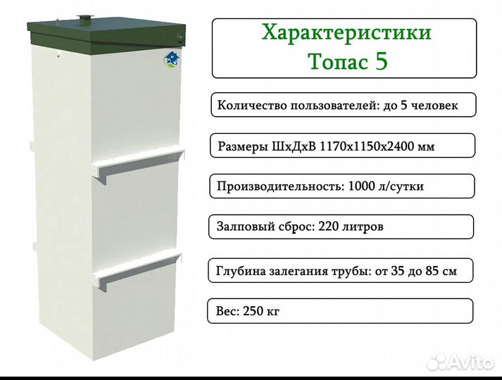 Септик Топас 5 с завода с бесплатной доставкой