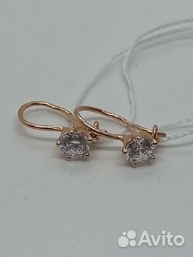 Золотые серьги с фианитом