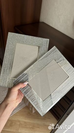 Серебрястые рамки для фото стеклянные