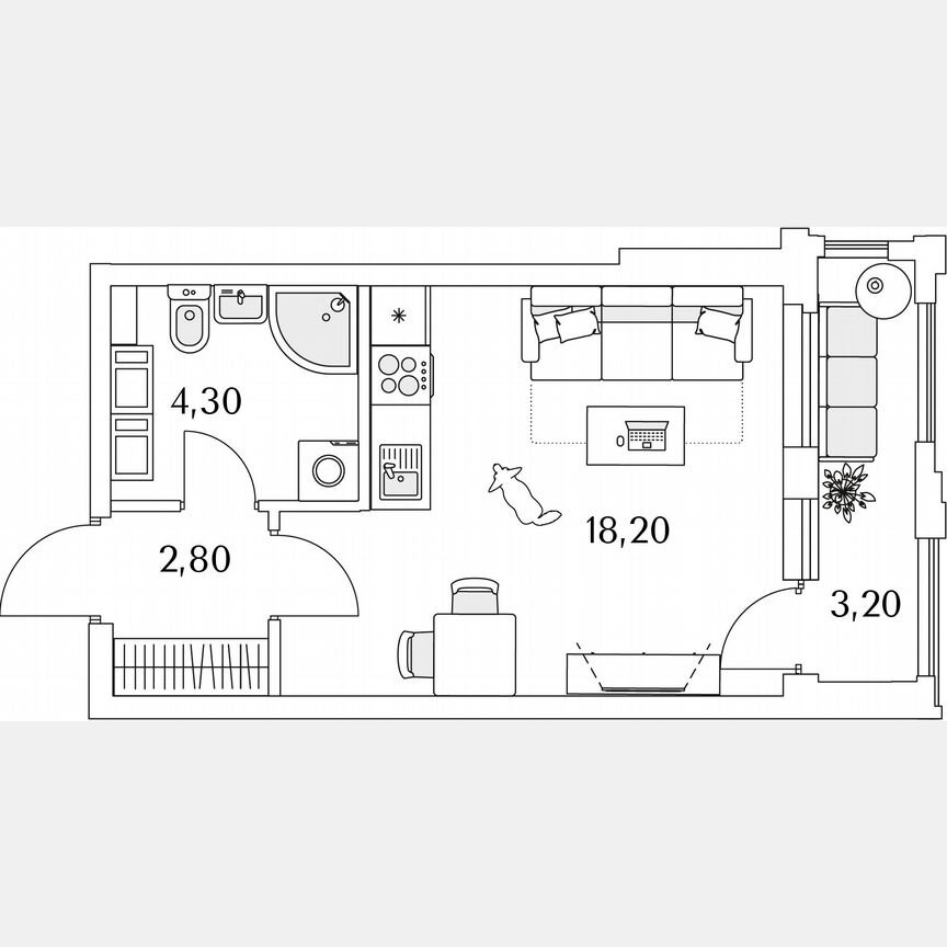 Квартира-студия, 26,9 м², 7/13 эт.