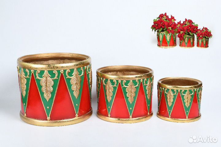 Кашпо новогоднее 3 шт