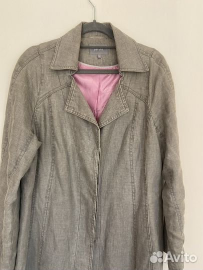 Льняной тренч плащ бежевый 48