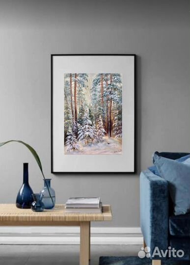 Зимний пейзаж, картина маслом