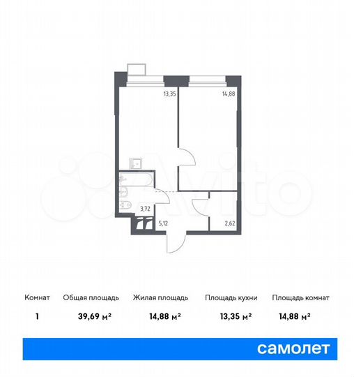 1-к. апартаменты, 39,7 м², 21/23 эт.