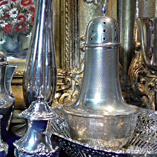 Шейкеры.Англия.Серебро.Старинные.Коллекция.Корица