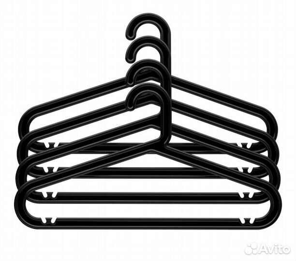 Вешалки плечики IKEA багис чёрные 4 шт набор