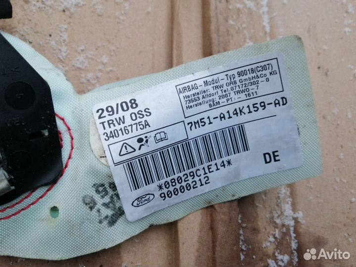 Подушка безопасности боковая шторка Ford Focus 2