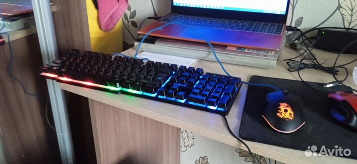 Игровая мышь и клавиатура с подсветкой +Коврик