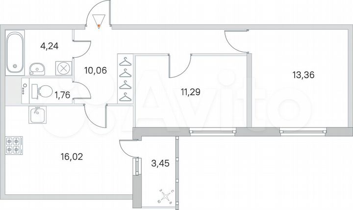 2-к. квартира, 58,5 м², 2/8 эт.