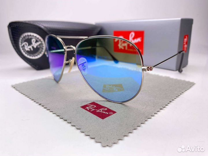 Очки Ray Ban Aviator Лазурное Silver Стекло