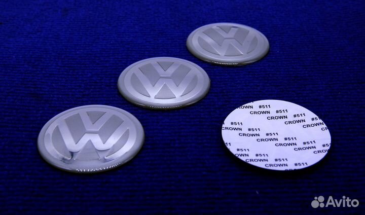 Комплект 3D наклеек диска Volkswagen 65 мм серебро
