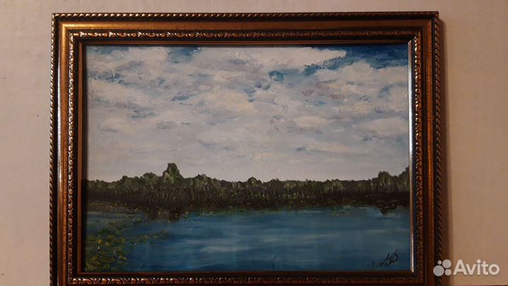 Картина маслом Лето Озеро