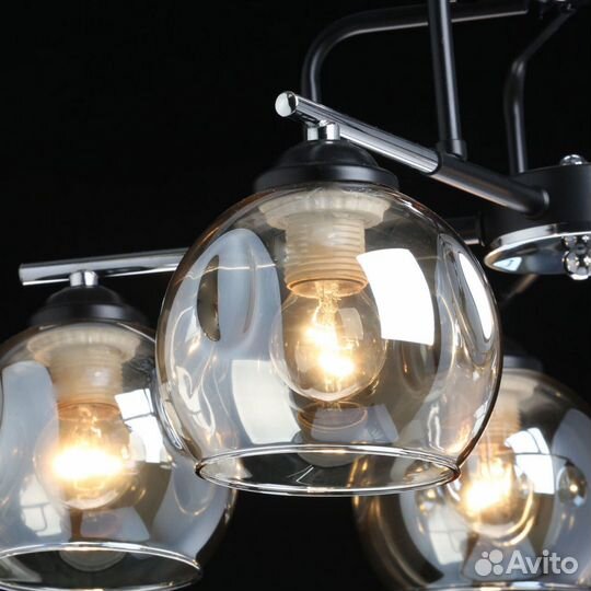 Люстра металл и стекло в спальню современная