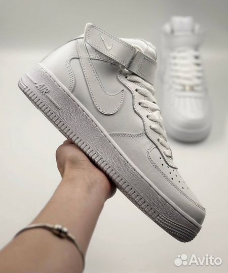 Nike air force 1 high (с мехом) белые зимние