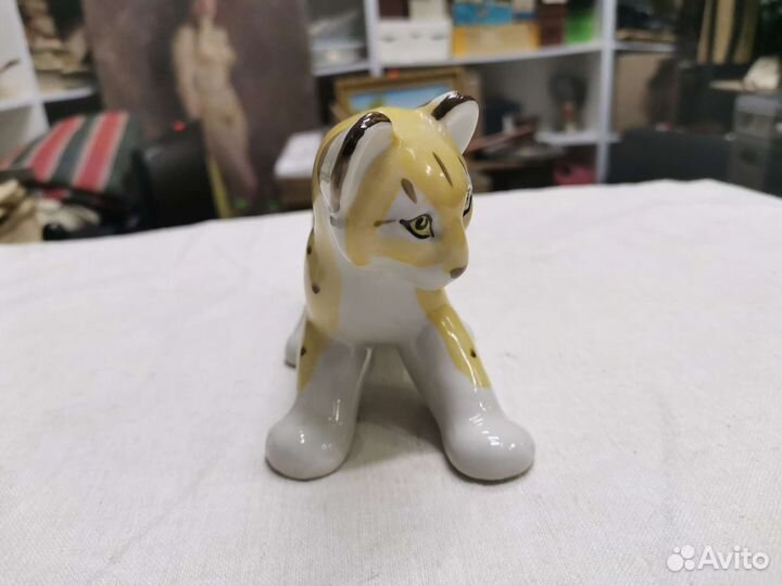 Статуэтка Львёнок Фарфор Вербилки СССР Редкий (Ч)