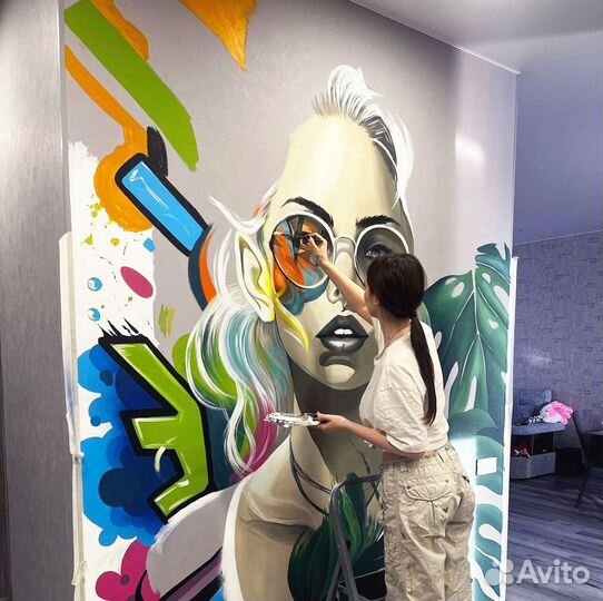 Граффити оформление комнаты / роспись стен