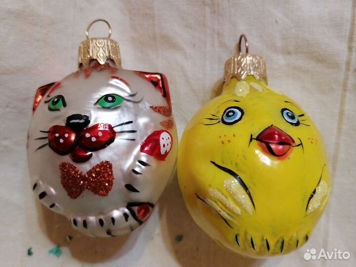 Стеклянные елочные игрушки времен СССР