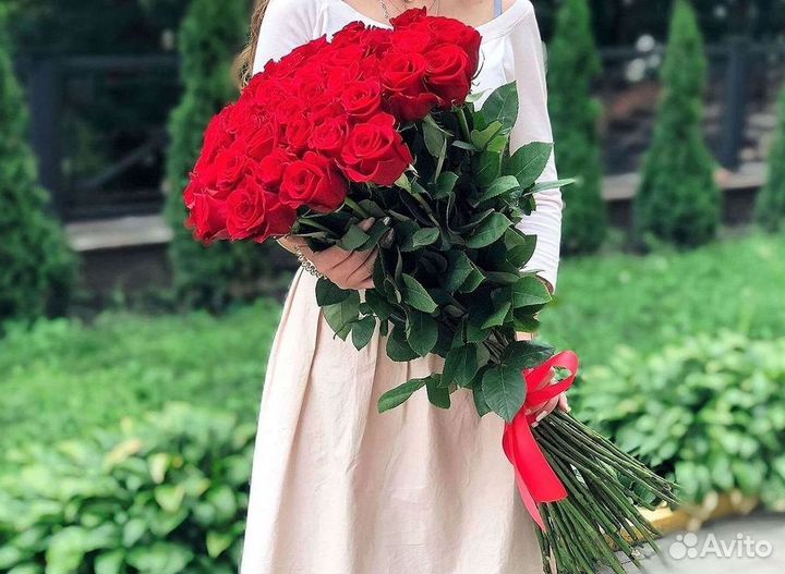 Розы высокие Доставка цветов