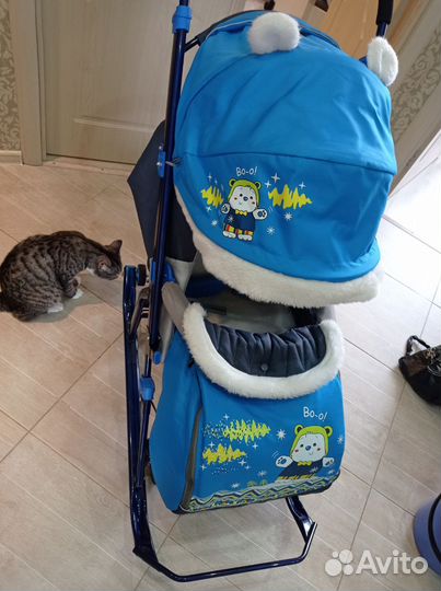 Коляска санки с колёсами