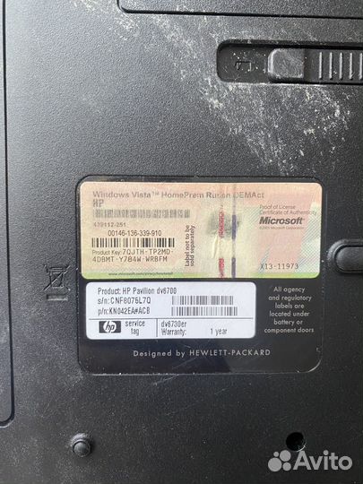 Ноутбук hp pavilion dv6700 на запчасти