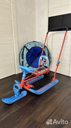 Снегокат с ручкой (ватрушка в подарок)