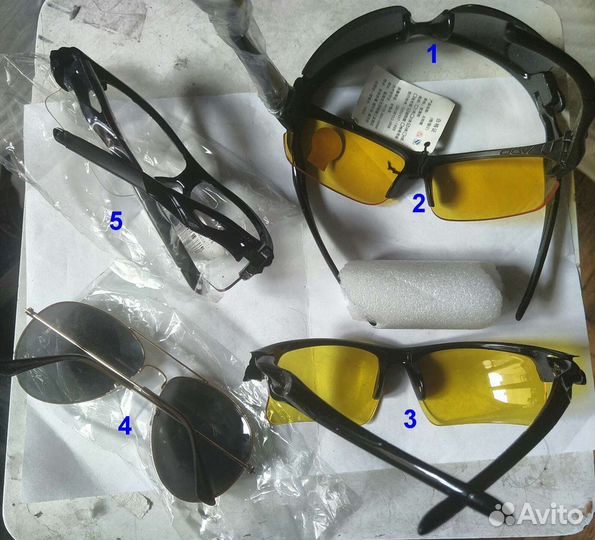 Очки солнцезащитные спорт, противотуманки и прозр