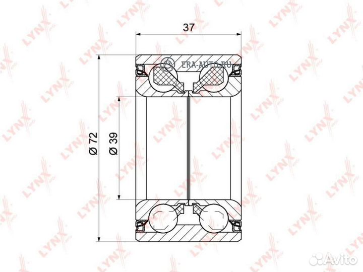Lynxauto WB-1240 Подшипник ступицы передний (37x39