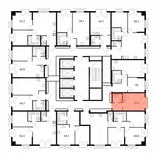 Квартира-студия, 20,4 м², 16/26 эт.