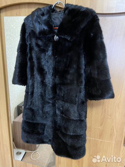 Шуба норковая с капюшоном