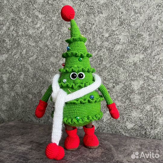 Ёлка Игрушка интерьерная вязаная