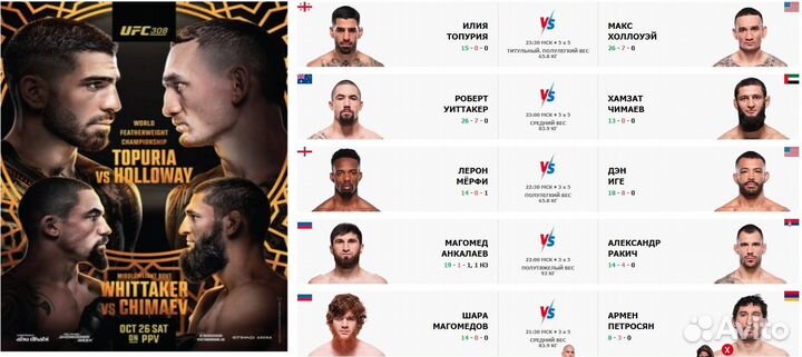 UFC 308 билеты