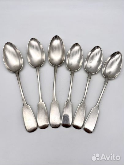 Ложки столовые и десертные 6 шт. серебро 84 проба