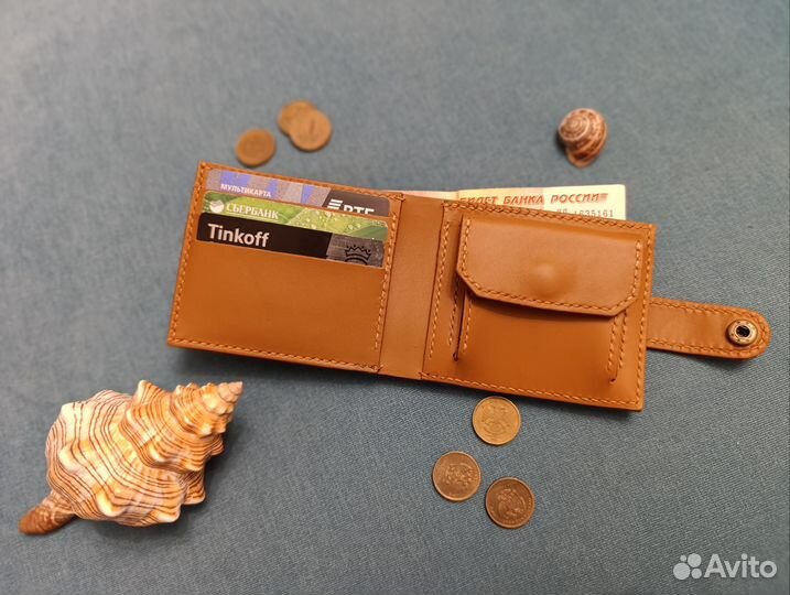 Кошелёк(бифолд с монетницей из натуральной кожи