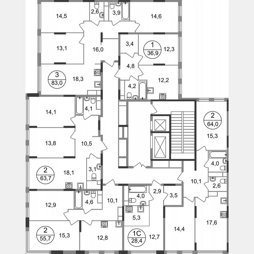 1-к. квартира, 36,9 м², 16/17 эт.