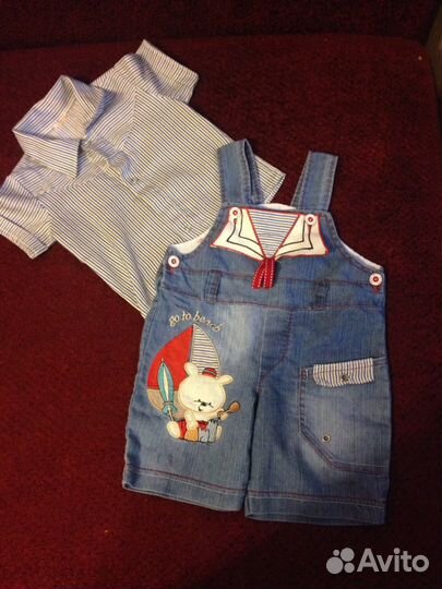Летний костюм на мальчика (полукомбинезон и рубашк