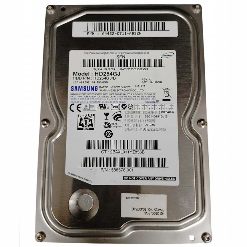 [588578-001] Жесткий Диск Hp 250gb Sata2 3,5" Hdd 588578-001