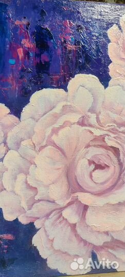 Картина маслом на холсте цветы ручная работа