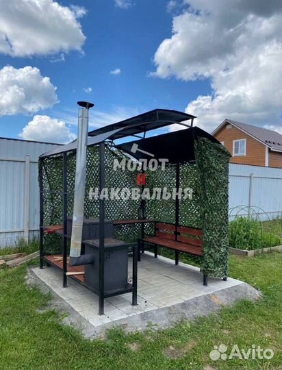 Мангал с печью под казан