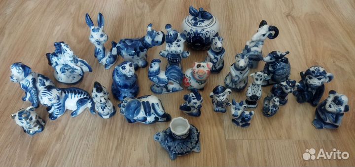 Коллекция гжели.Животные. Статуэтки фарфор