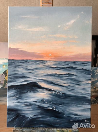 Картина маслом морской закат