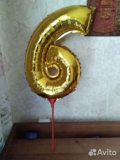 Цифры фольгированные на палочке 4, 6, 3,9, 8